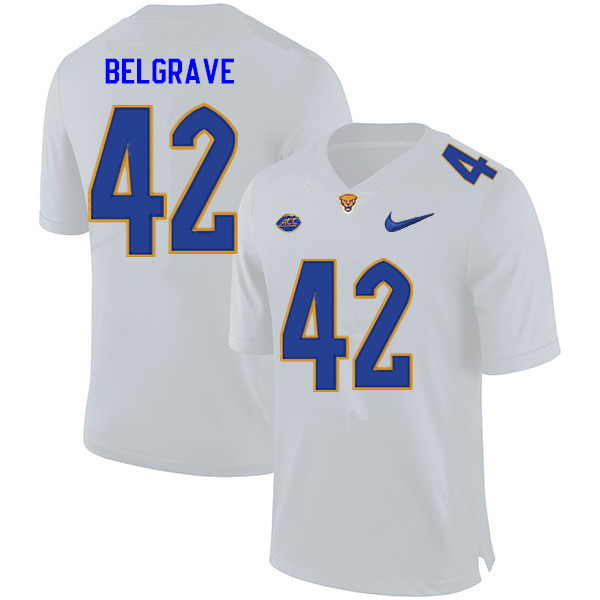 Men #40 Emmanuel Belgrave Pitt Panthers College Football Jerseys Sale-White